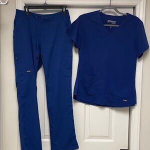 Grey's Anatomy Women's Boot Cut Scrub Set in Royal Blue